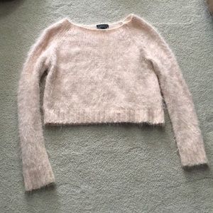 Top shop cropped light pink sweater